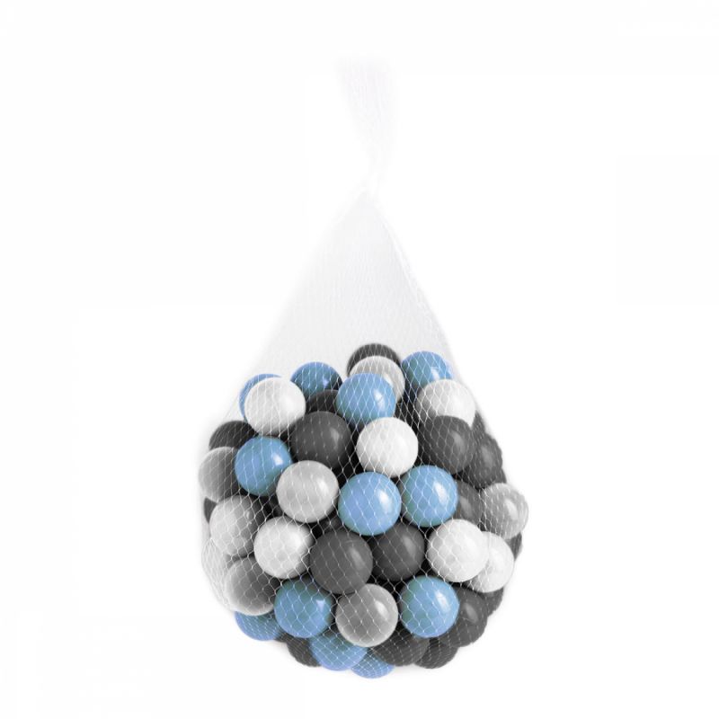 Lot de 2 sacs de 100 balles - Bleu, gris, blanc et transparent