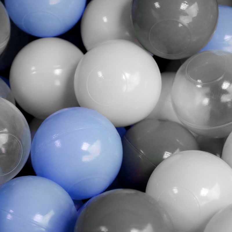 Lot de 5 sacs de 100 balles - Bleu, gris, blanc et transparent