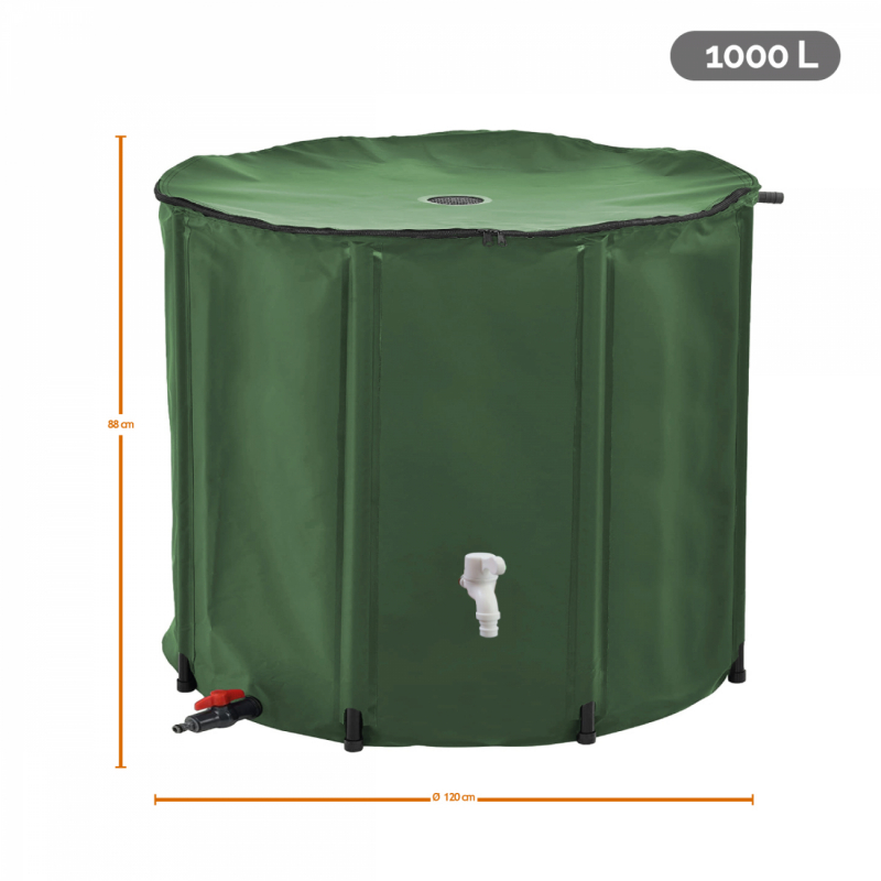 Récupérateur d'eau de pluie - 1000 L - Vert