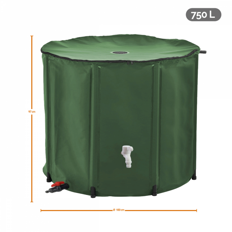 Récupérateur d'eau de pluie - 750 L - Vert
