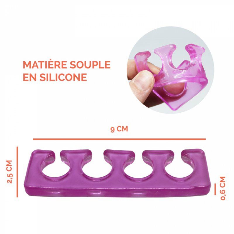 Paire de séparateurs d'orteils en silicone - Violet