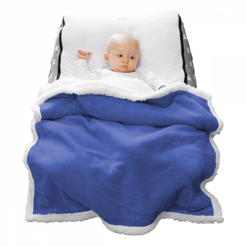 Lot de 2 couvertures polaires pour bébé - 75 x 100 cm - Bleu